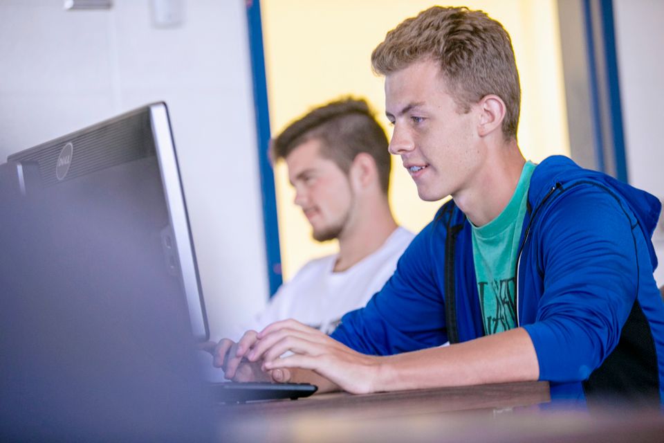 Student using online options