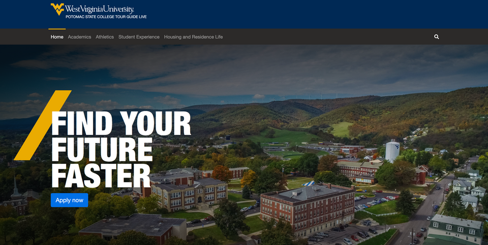 A preview of a Tour Guide Live session of WVU Potomac State College