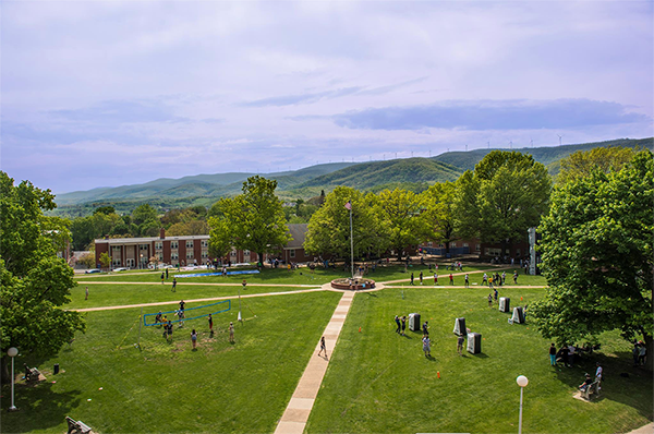 Students interacting on the Quad at WVU Potomac State College.
